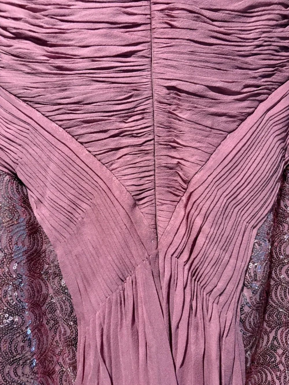 Vicky Tiel Strapless Sweetheart Rose Sequin Pleated Sheath Dress 8 - Picture 7 of 10